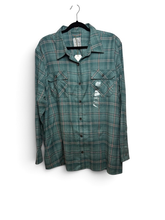 Ascend Tops - Ascend Women XXL Sagebrush Green Plaid Flannel Shirt NWT